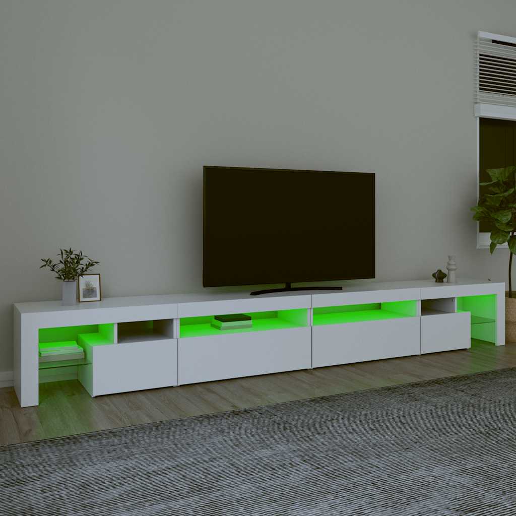 TV ormarić s LED svjetlima bijeli 290x36,5x40 cm