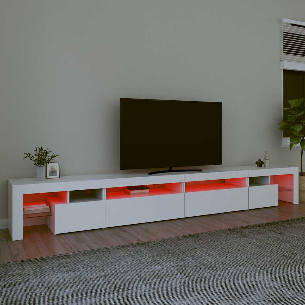 TV ormarić s LED svjetlima bijeli 290x36,5x40 cm