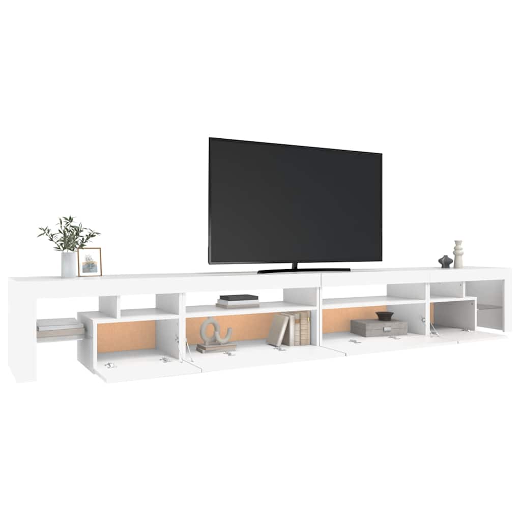 TV ormarić s LED svjetlima bijeli 290x36,5x40 cm