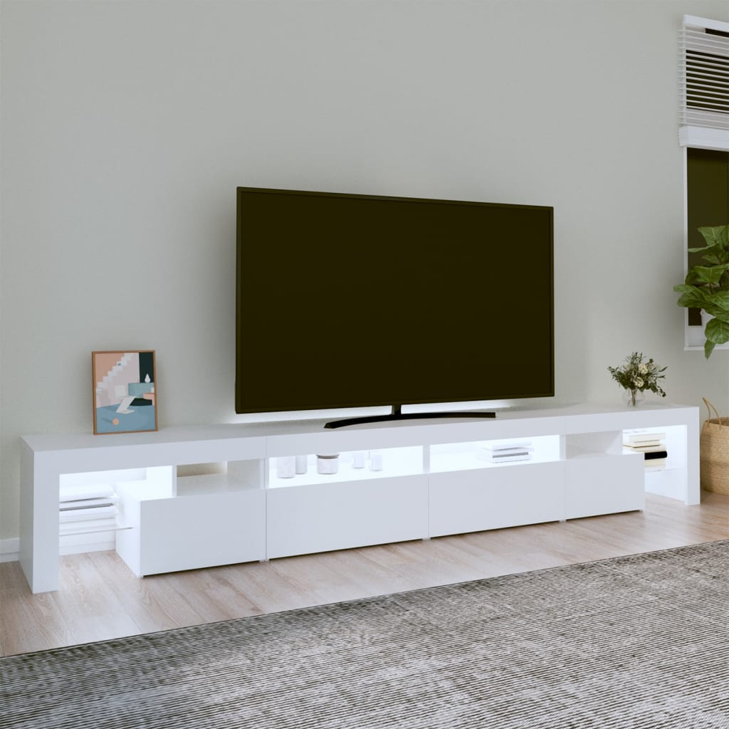 TV ormarić s LED svjetlima bijeli 260 x 36,5 x 40 cm