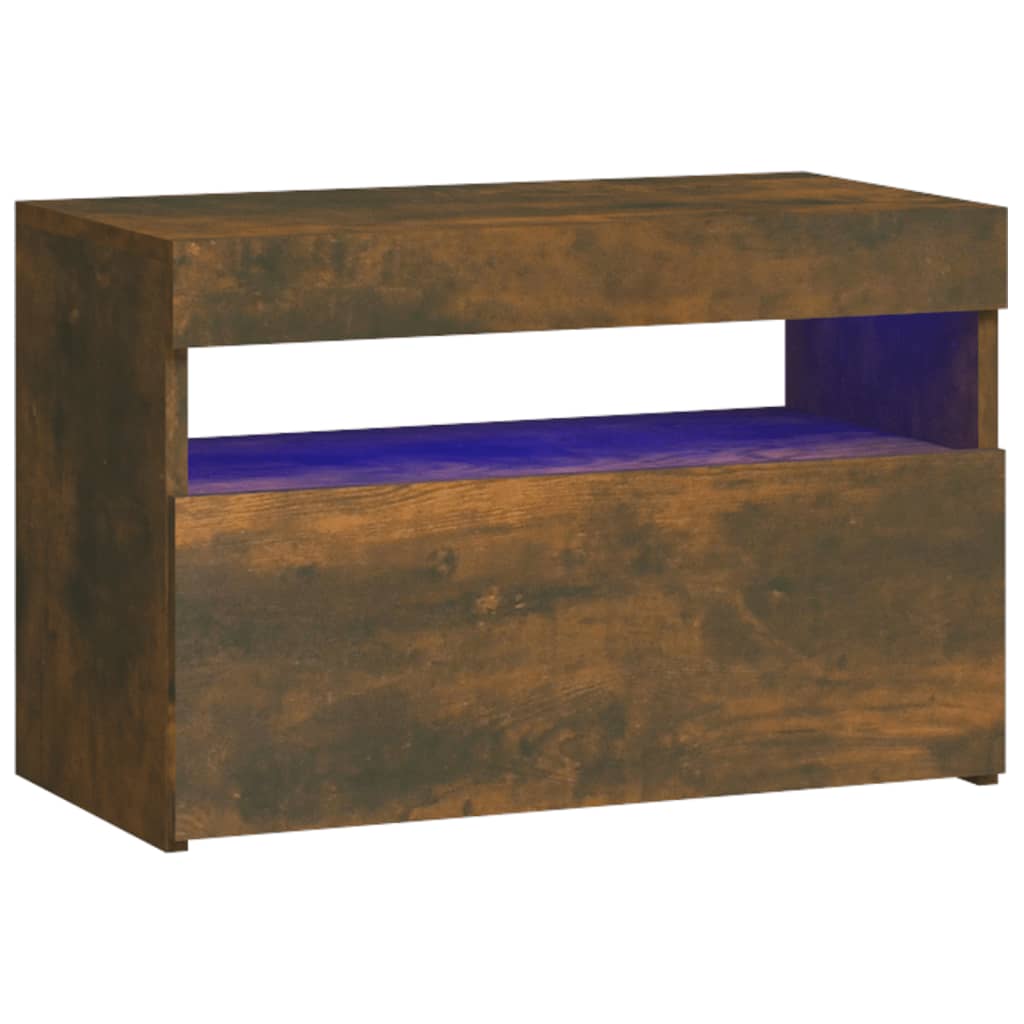 Noćni ormarić s LED svjetlima boja dimljenog hrasta 60x35x40 cm