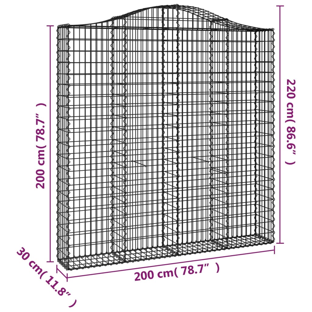 Gabionska košara s lukom 200x30x200/220 cm pocinčano željezo
