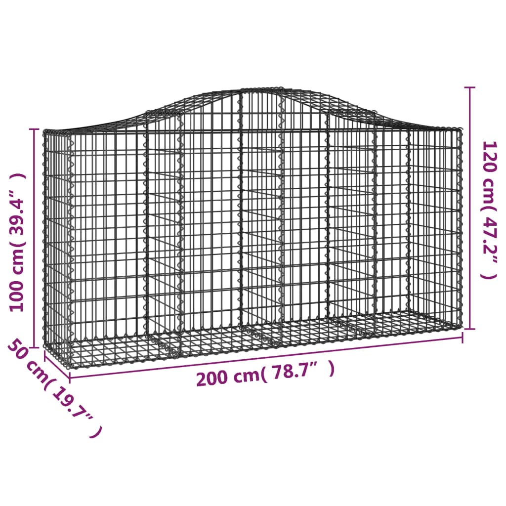 Gabionska košara s lukom 200x50x100/120 cm pocinčano željezo