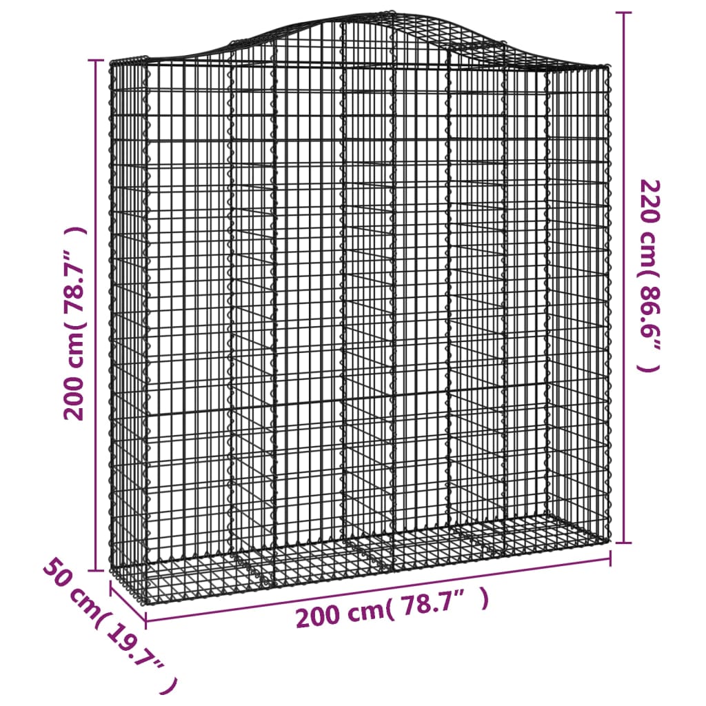 Gabionska košara s lukom 200x50x200/220 cm pocinčano željezo