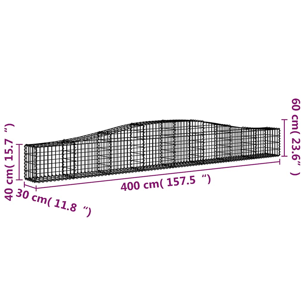 Gabionska košara s lukom 400x30x40/60 cm pocinčano željezo