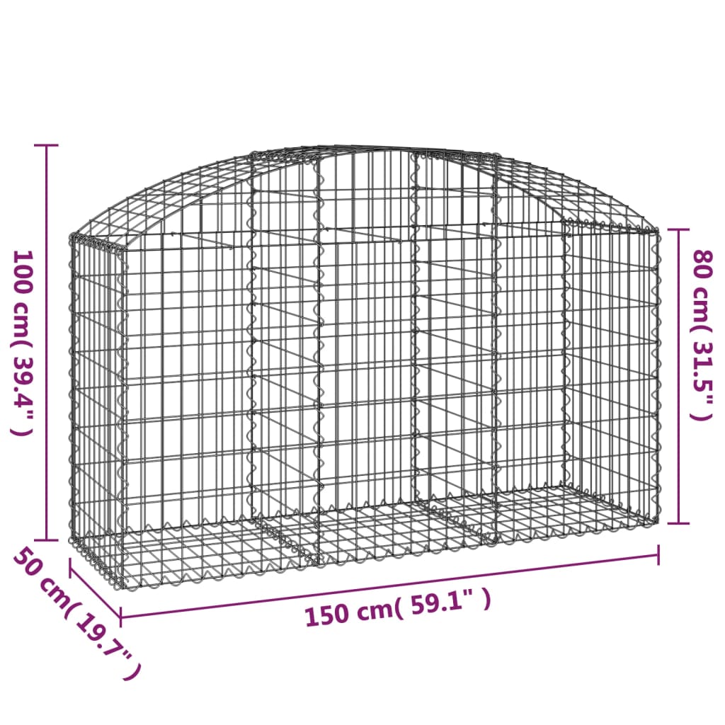 Gabionska košara s lukom 150x50x80/100 cm pocinčano željezo