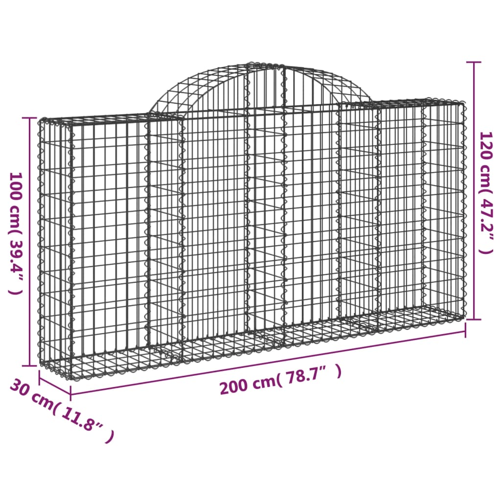 Gabionska košara s lukom 200x30x100/120 cm pocinčano željezo