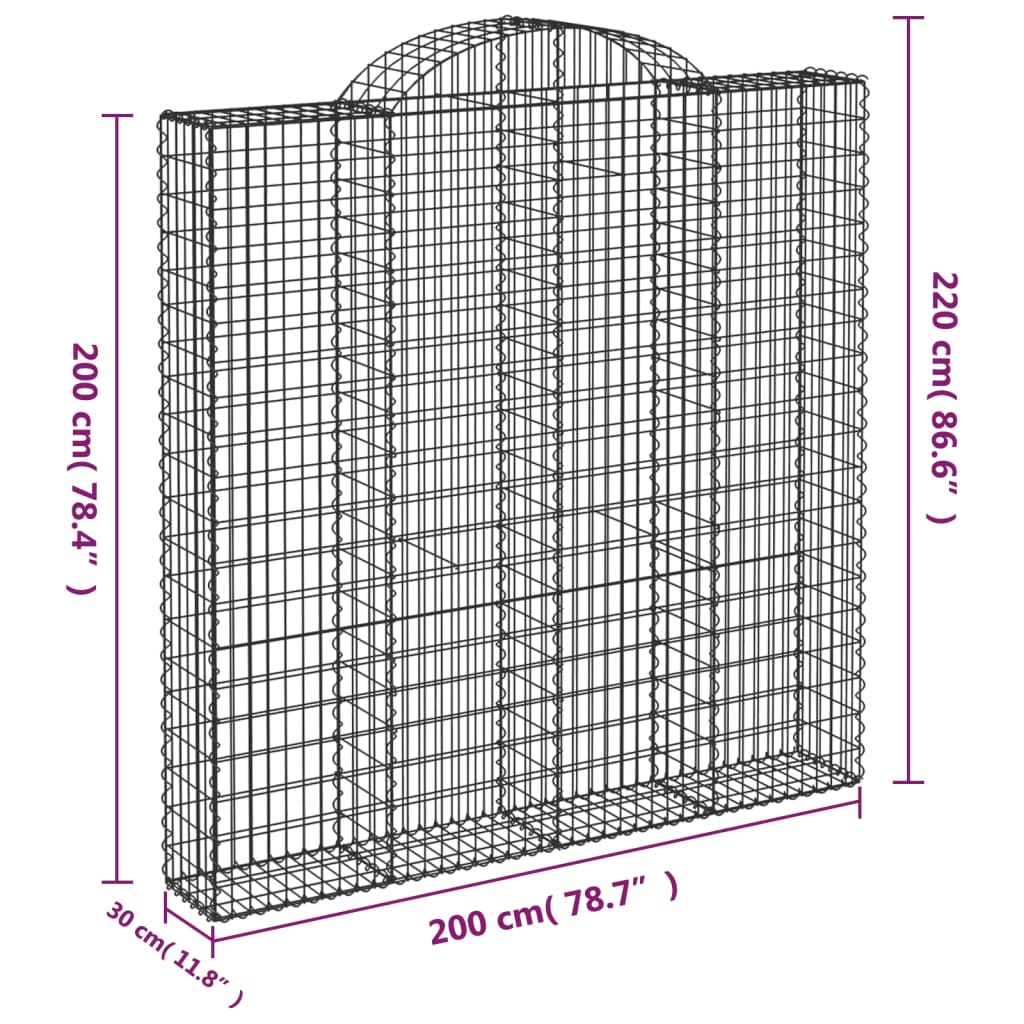 Gabionska košara s lukom 200x30x200/220 cm pocinčano željezo