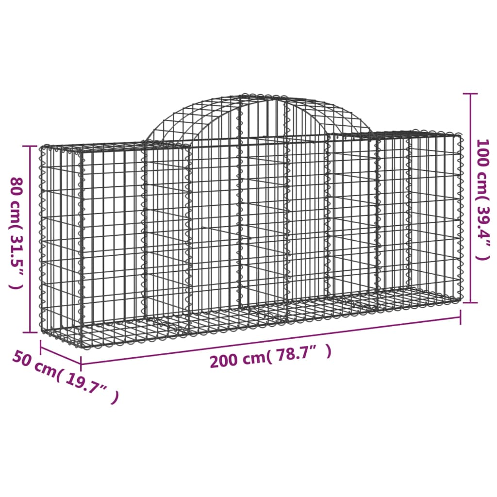 Gabionska košara s lukom 200x50x80/100 cm pocinčano željezo
