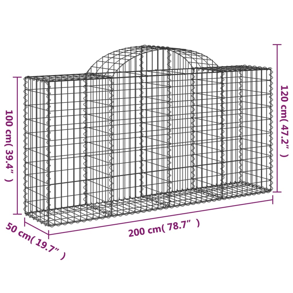 Gabionska košara s lukom 200x50x100/120 cm pocinčano željezo