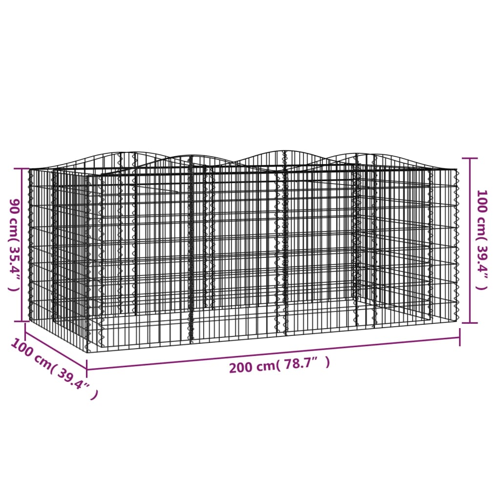 Lučna gabionska povišena gredica 200x100x100 pocinčano željezo