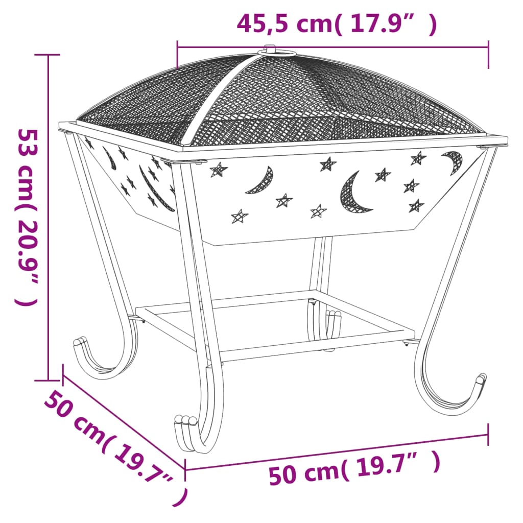 Posuda za vatru sa žaračem 50 cm XXL čelična