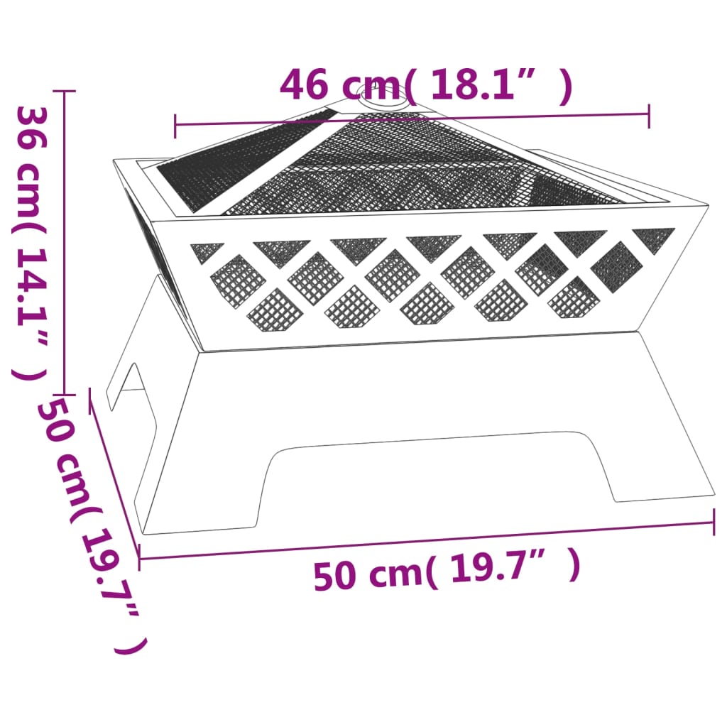 Posuda za vatru sa žaračem 50 cm XXL čelična
