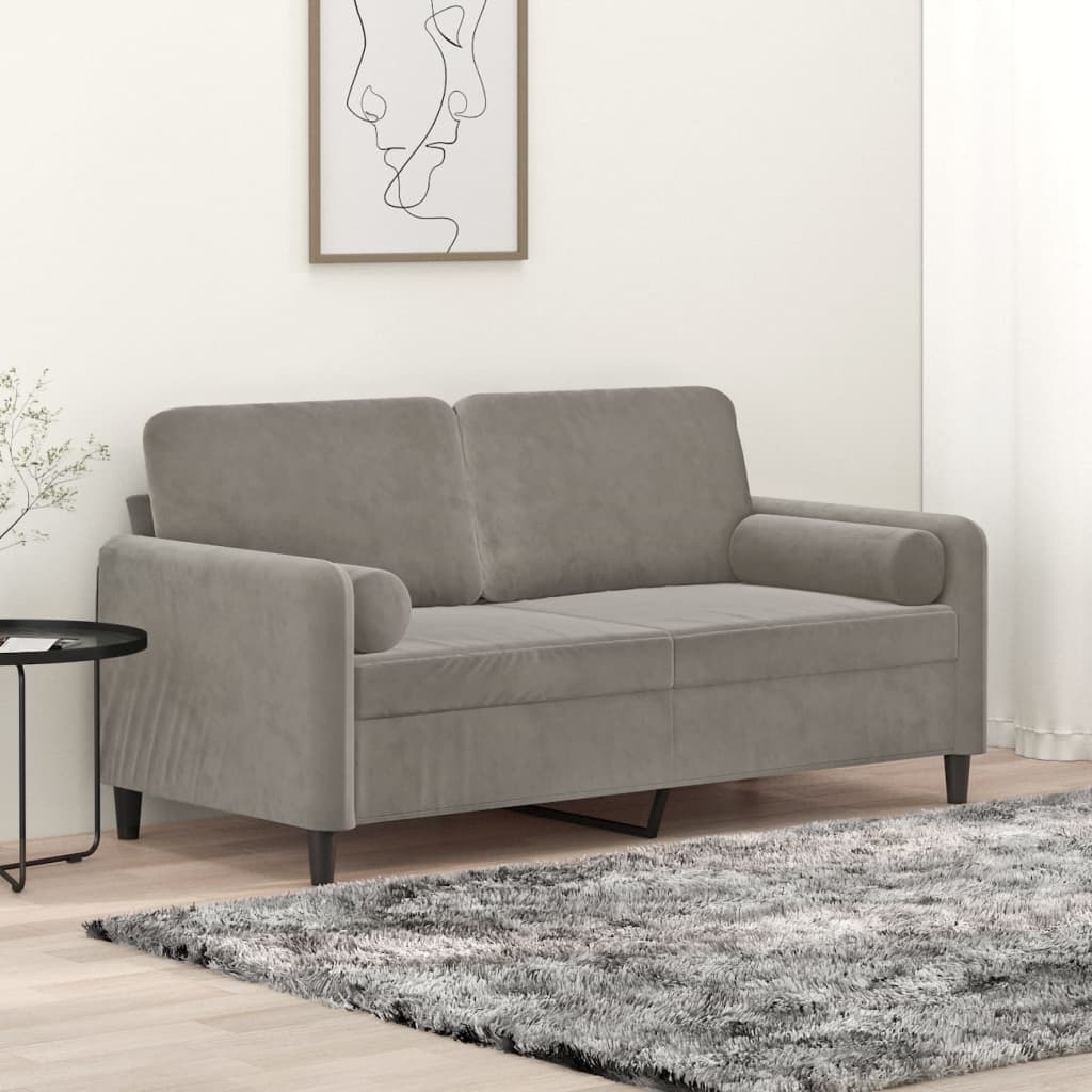Dvosjed s jastucima svjetlosivi 140 cm baršunasti
