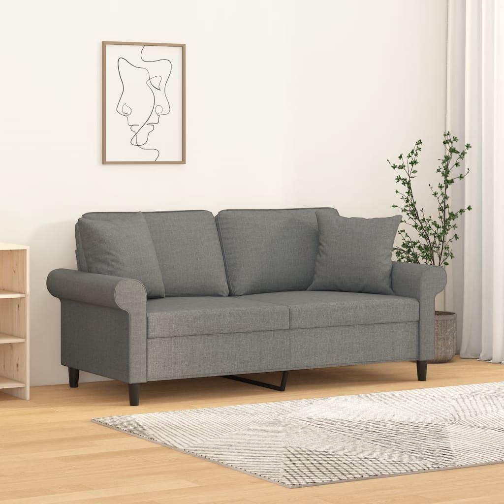 Dvosjed s jastucima tamnosivi 140 cm od tkanine