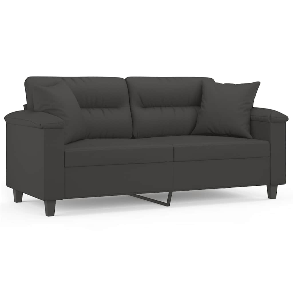 Dvosjed s jastucima tamnosivi 140 cm od mikrovlakana