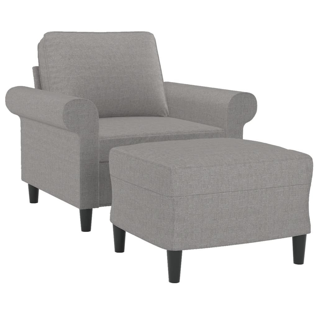Fotelja s tabureom svjetlosiva 60 cm od tkanine