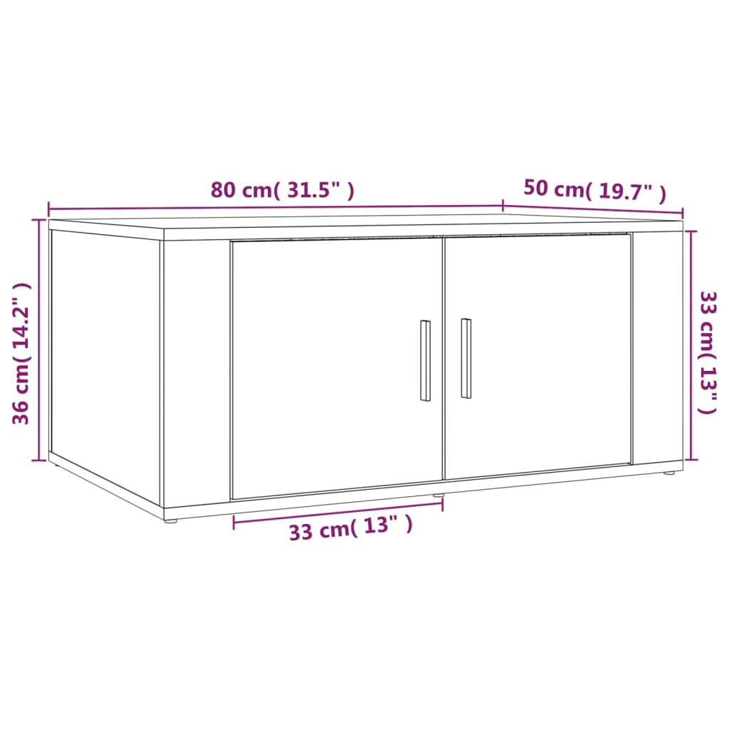Stolić za kavu sjajni bijeli 80 x 50 x 36 cm konstruirano drvo