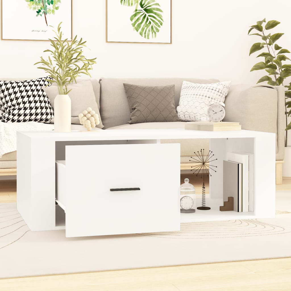 Stolić za kavu bijeli 100 x 50,5 x 35 cm od konstruiranog drva