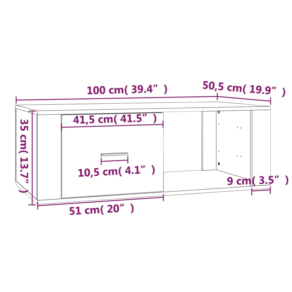Stolić za kavu boja betona 100x50,5x35 cm konstruirano drvo