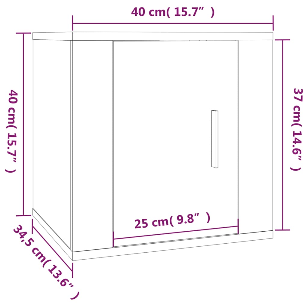 Zidni TV ormarići 2 kom boja smeđeg hrasta 40x34,5x40 cm