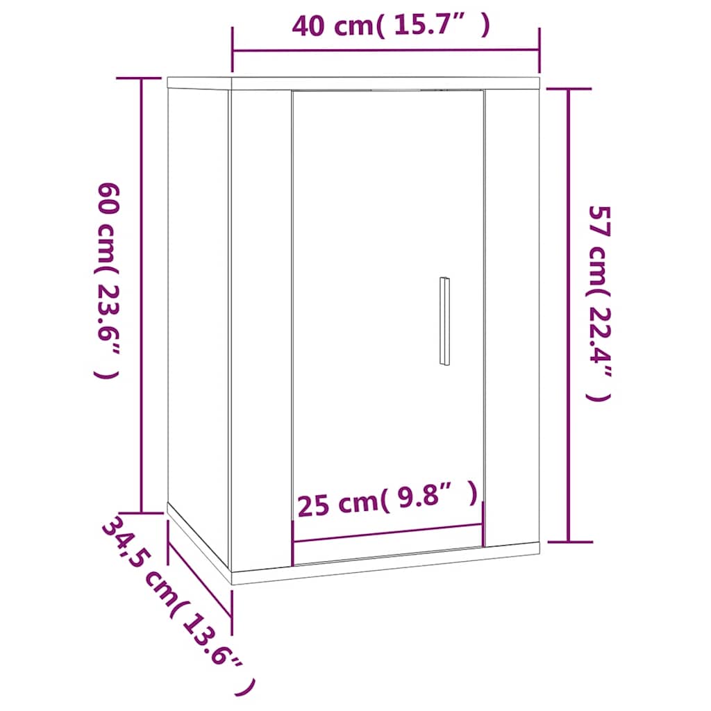 Zidni TV ormarići 2 kom crna 40 x 34,5 x 60 cm