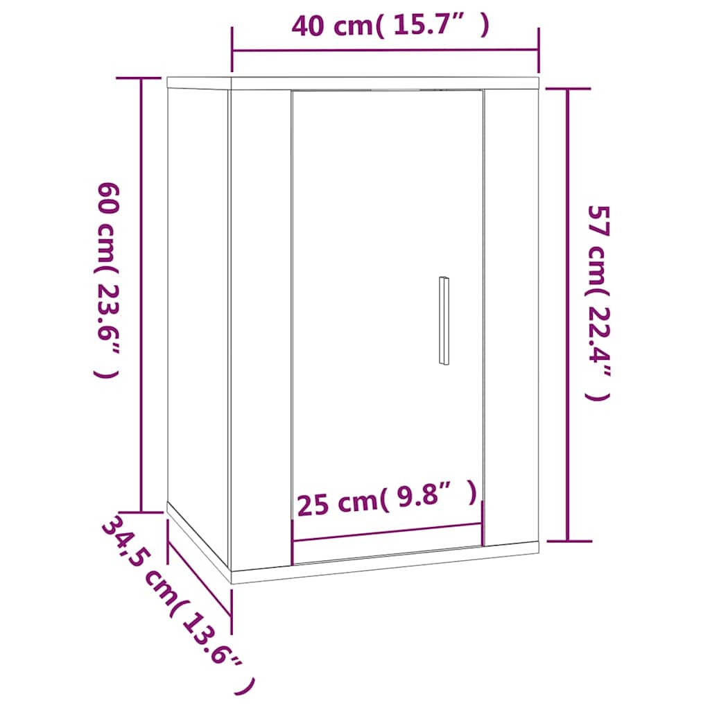 Zidni TV ormarići 2 kom boja dimljenog hrasta 40x34,5x60 cm