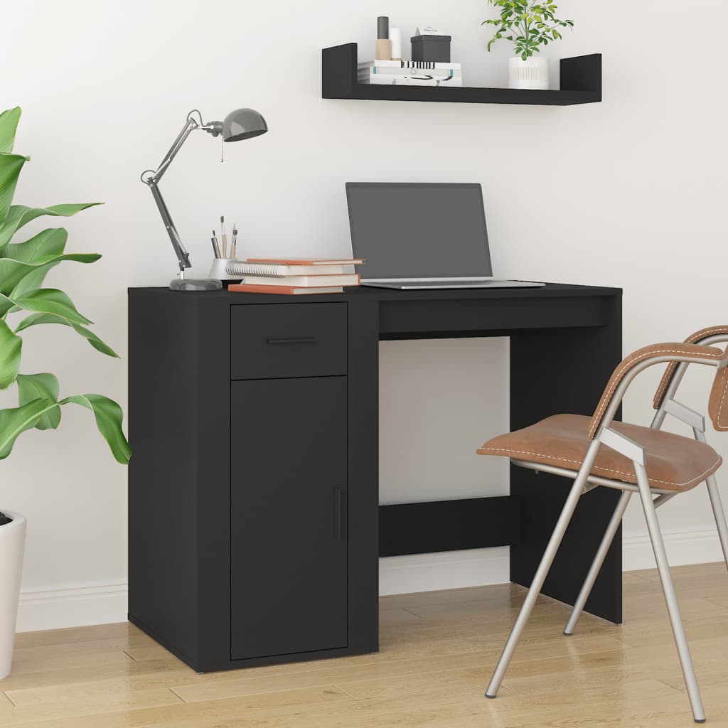 Radni stol crni 100 x 49 x 75 cm od konstruiranog drva