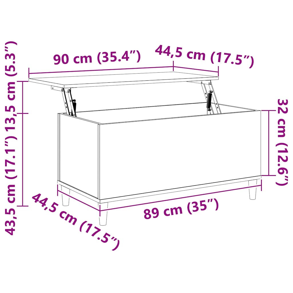 Stolić za kavu siva boja hrasta 90x44,5x45 cm konstruirano drvo