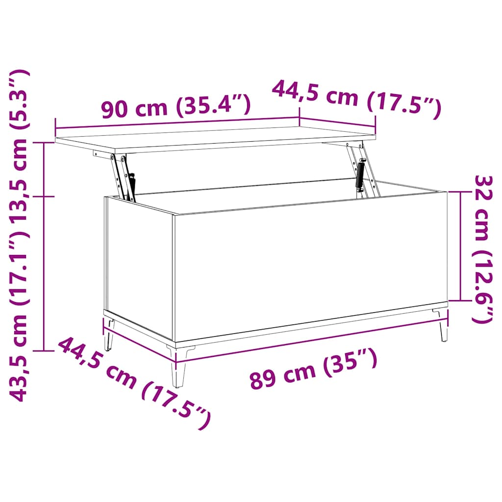 Stolić za kavu crni 90 x 44,5 x 45 cm od konstruiranog drva