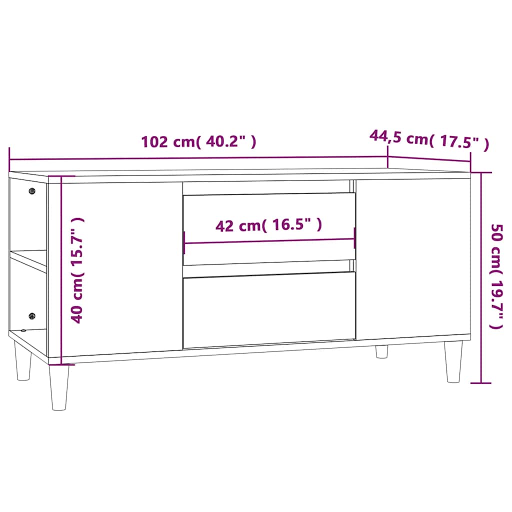 TV ormarić smeđi hrasta 102x44,5x50 cm konstruirano drvo