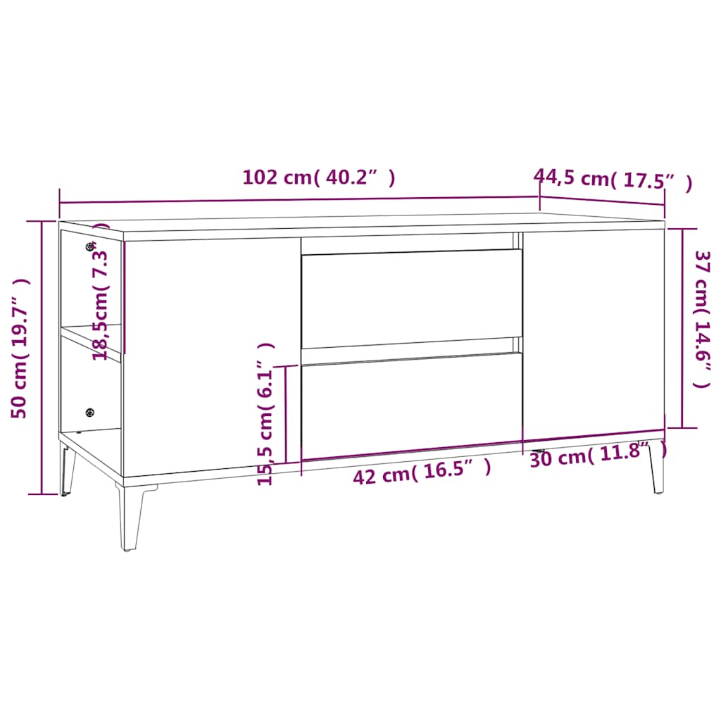 TV ormarić crni 102 x 44,5 x 50 cm od konstruiranog drva