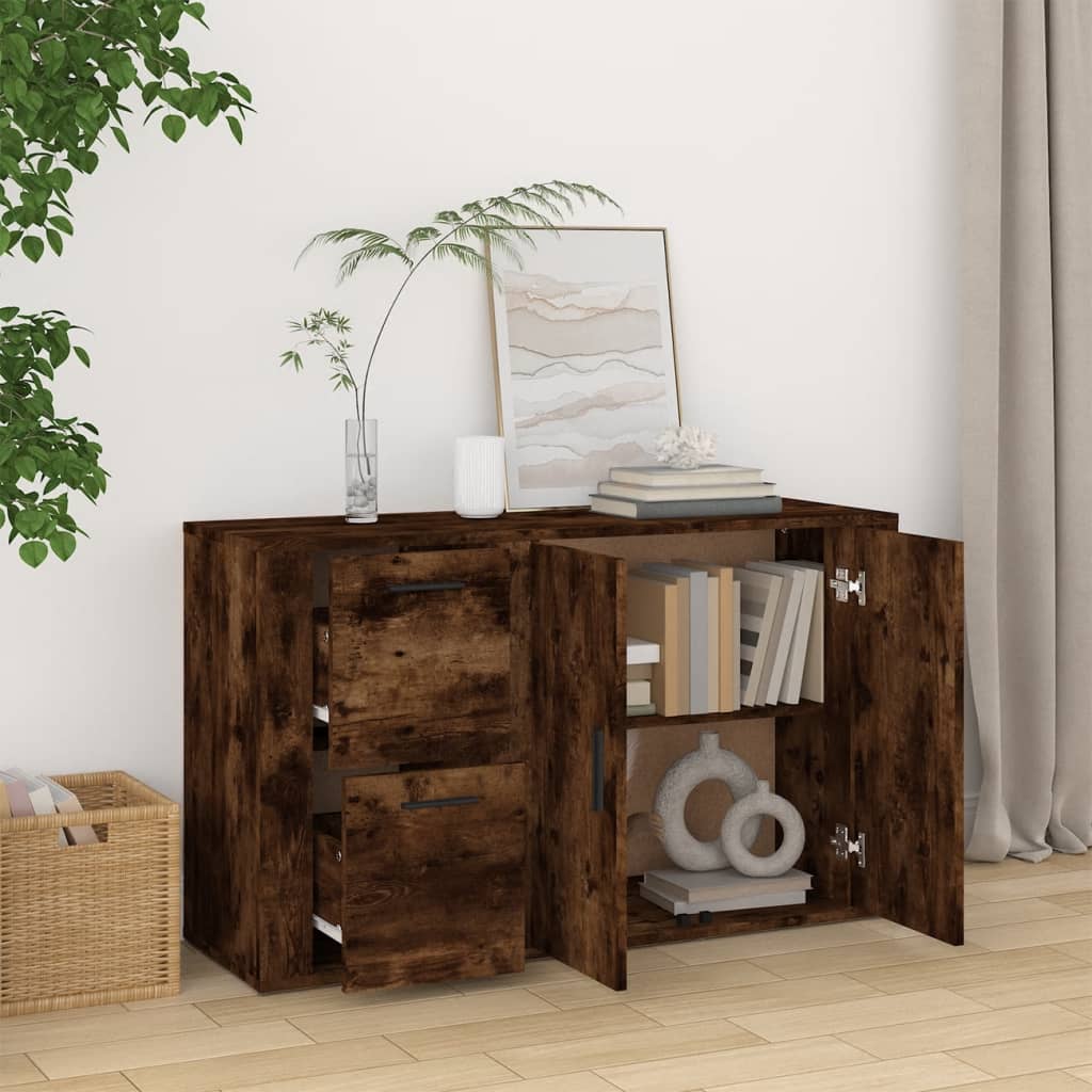 Komoda boja dimljenog hrasta 100x33x59,5 cm konstruirano drvo