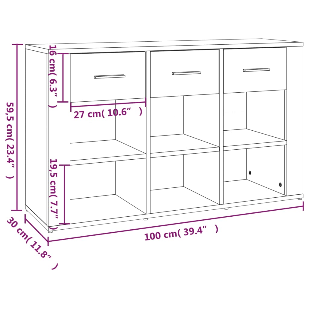 Komoda boja hrasta sonome 100x30x59,5 cm od konstruiranog drva