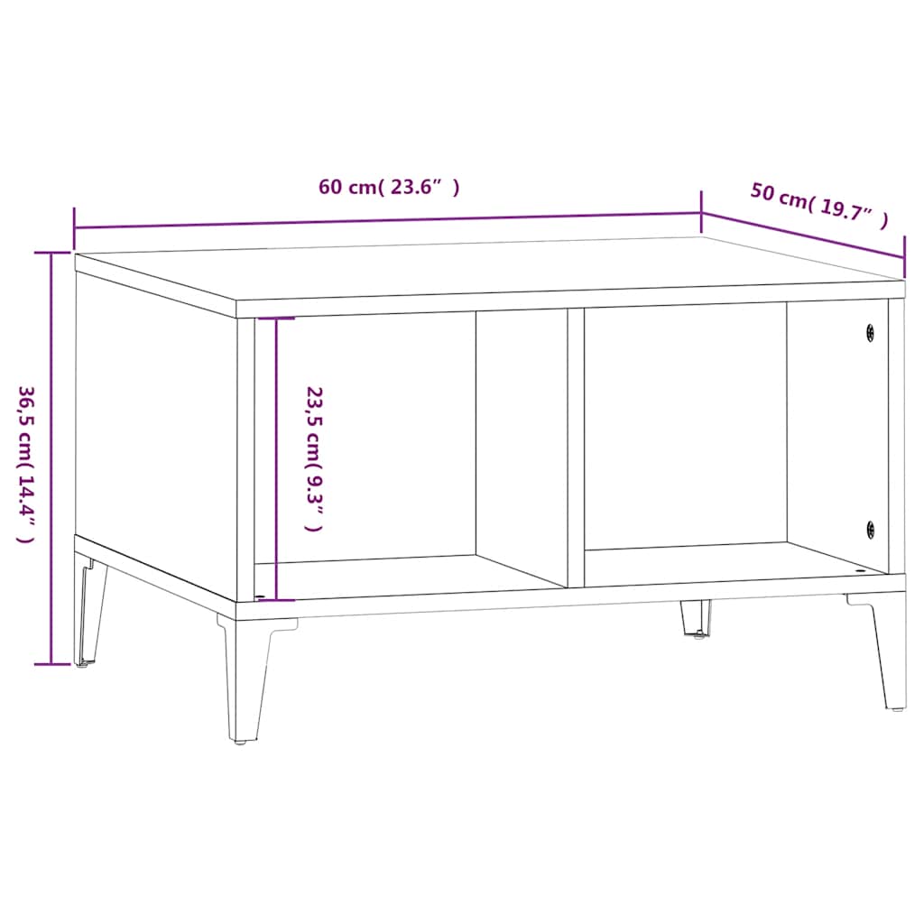 Stolić za kavu crni 60x50x36,5 cm od konstruiranog drva