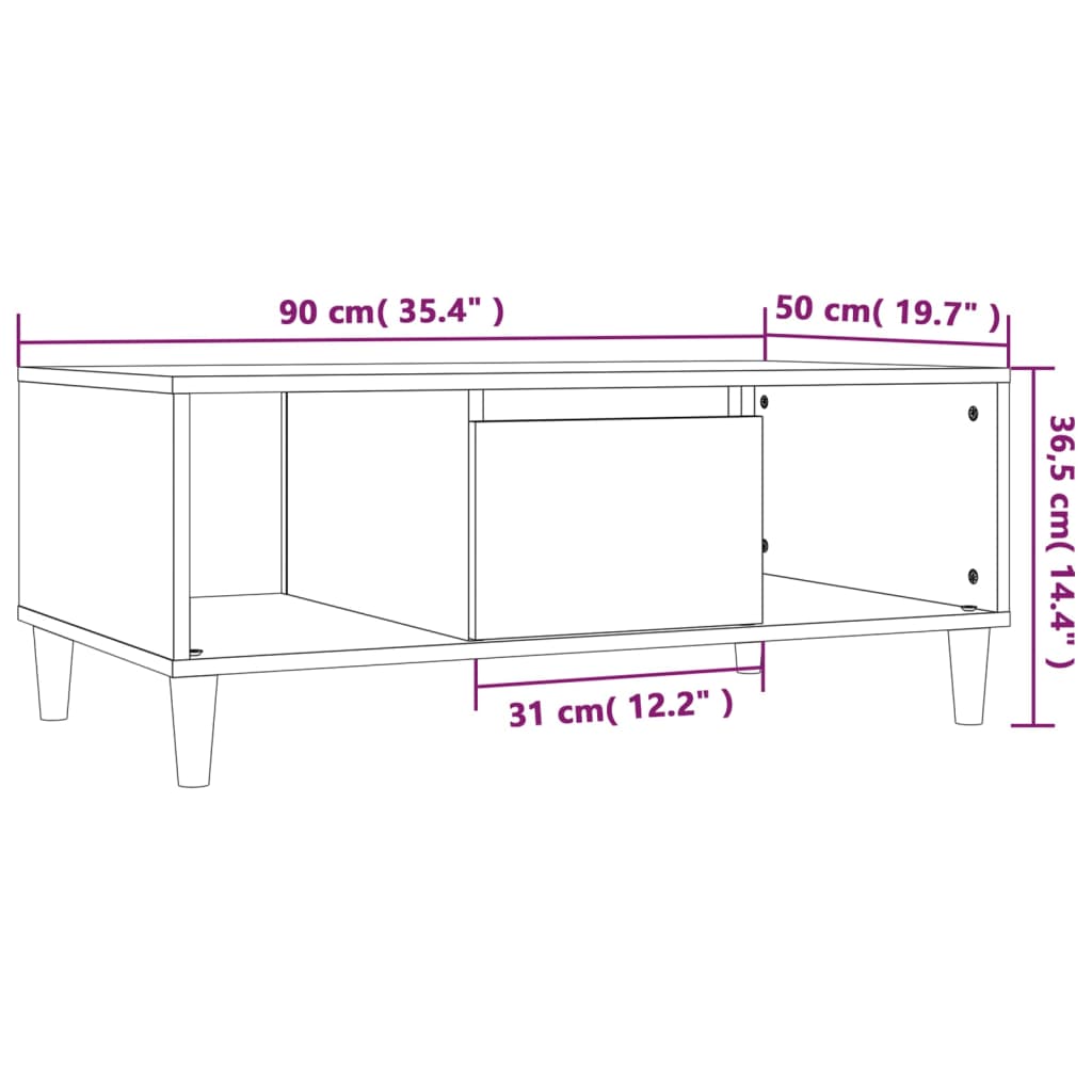 Stolić za kavu boja sivog hrasta 90x50x36,5cm konstruirano drvo