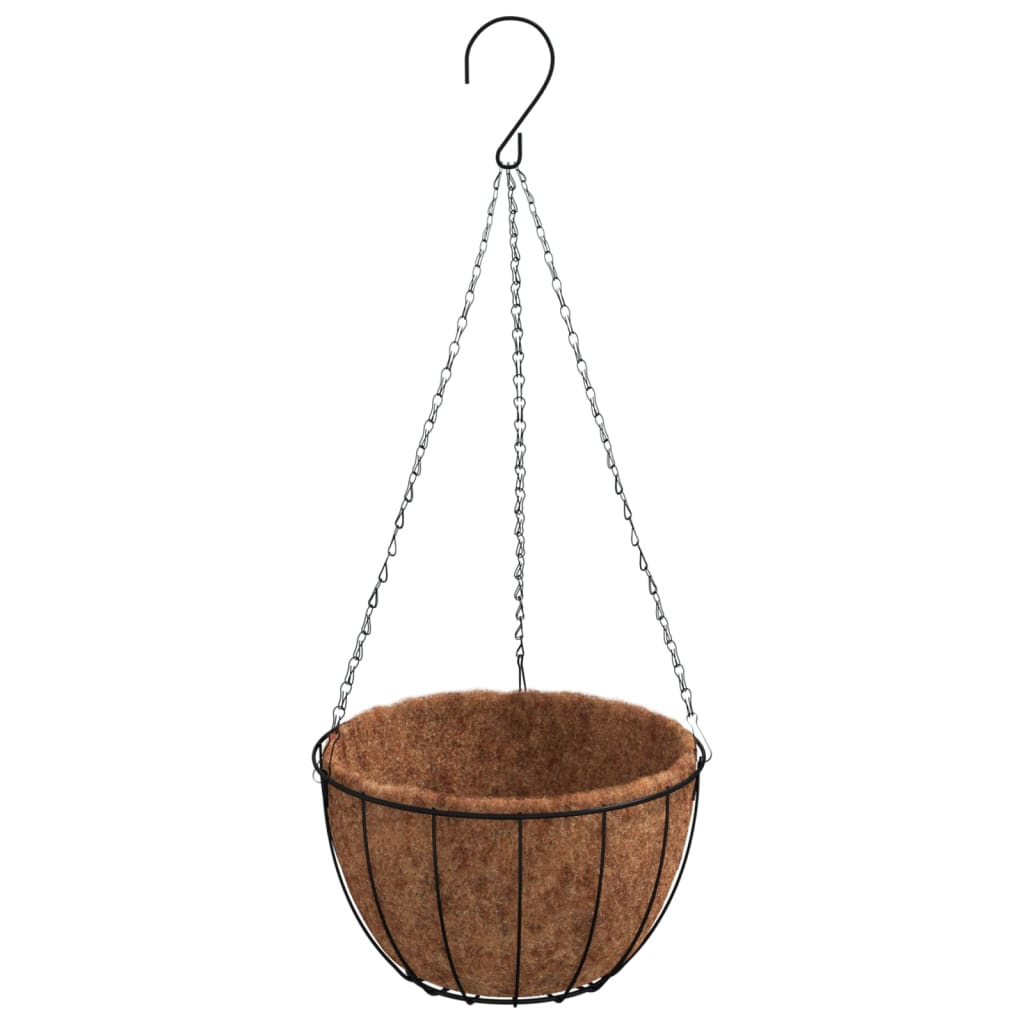 Viseće sadilice 4 kom s oblogama od kokosa crne Ø30x52 cm čelik