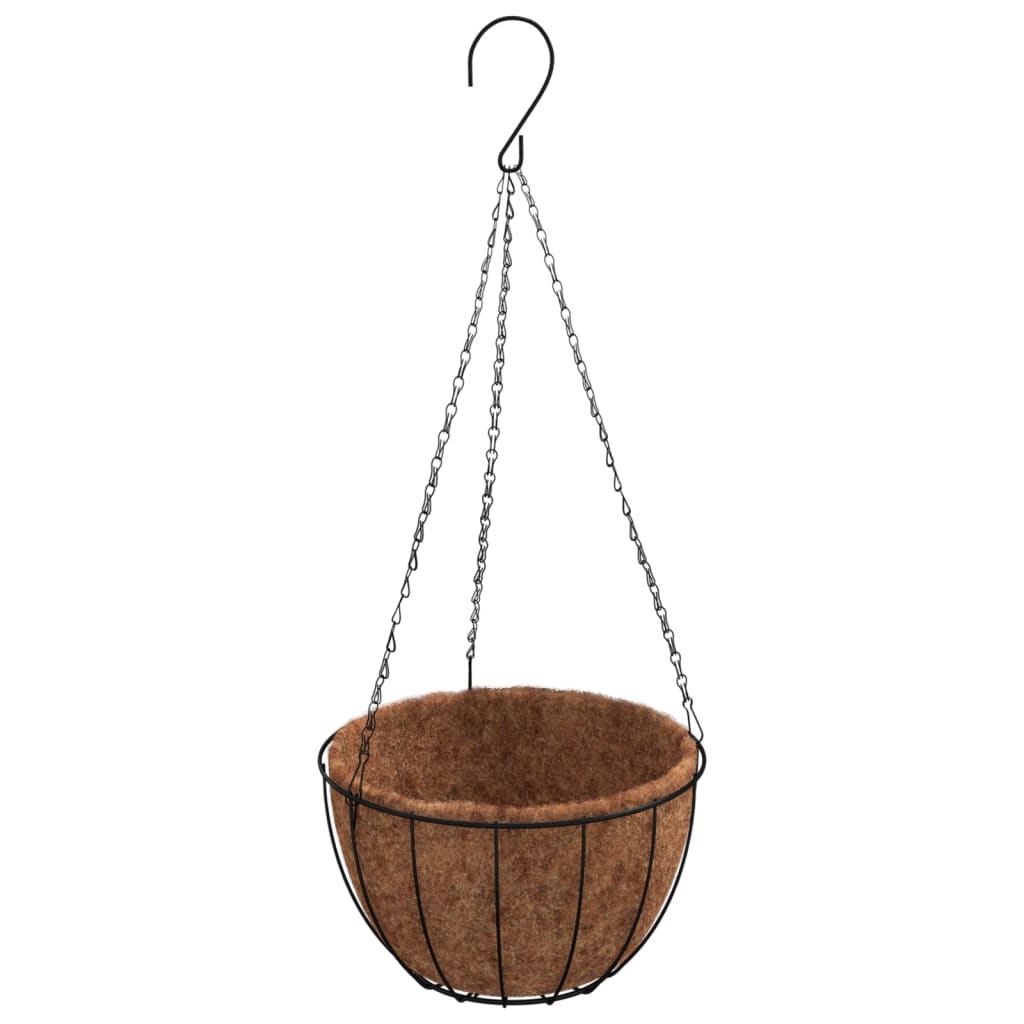 Viseće sadilice 4 kom s oblogama od kokosa crne Ø30x52 cm čelik
