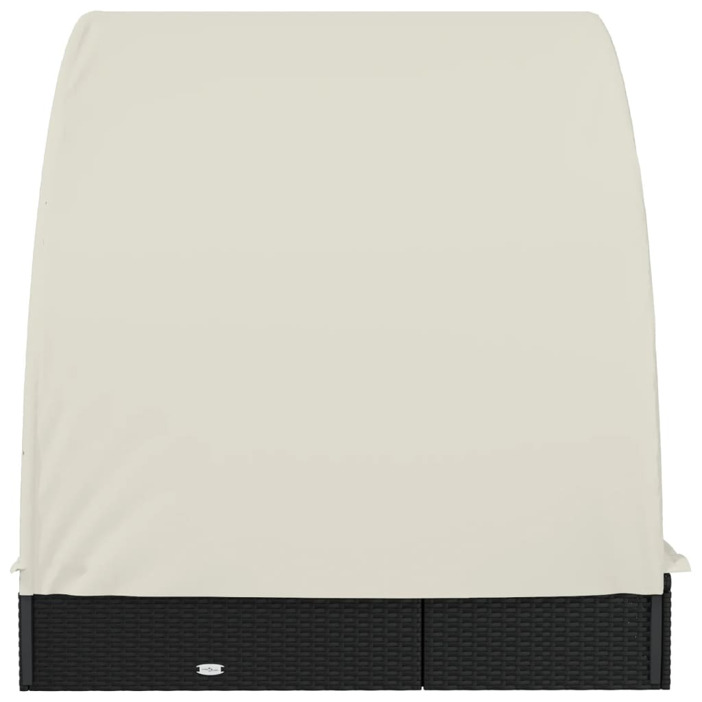 Ležaj za sunčanje za 2 osobe crni 211 x 112 x 140 cm poliratan