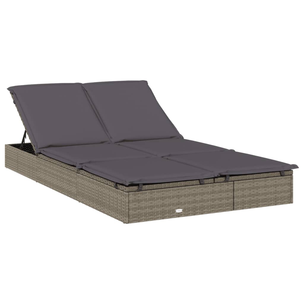 Ležaj za sunčanje za 2 osobe sivi 211 x 112 x 140 cm poliratan