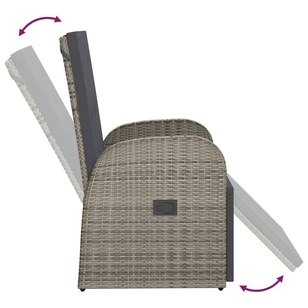 Vrtni naslonjači s jastucima 2 kom sivi od poliratana