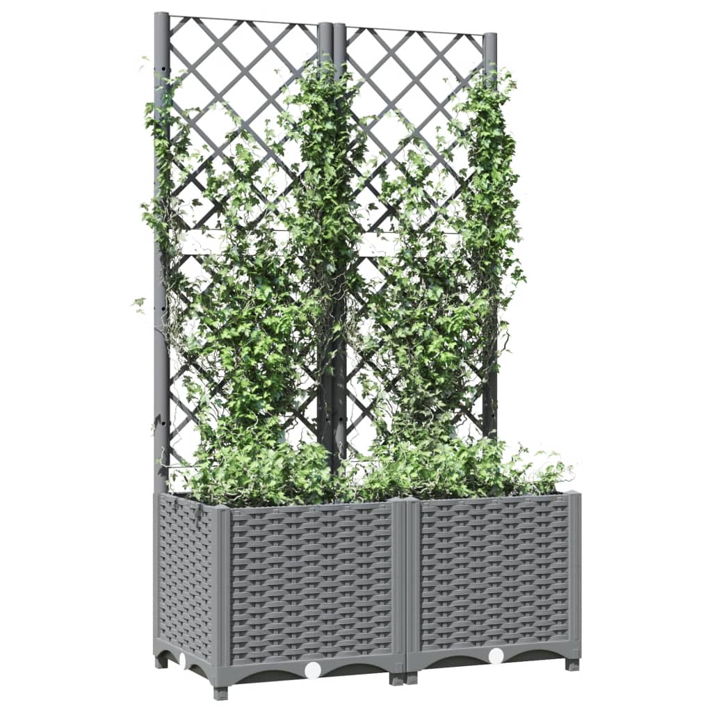 Vrtna sadilica s rešetkom svjetlosiva 80 x 40 x 136 cm PP