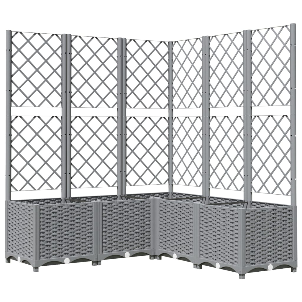 Vrtna sadilica s rešetkom svjetlosiva 120 x 120 x 136 cm PP