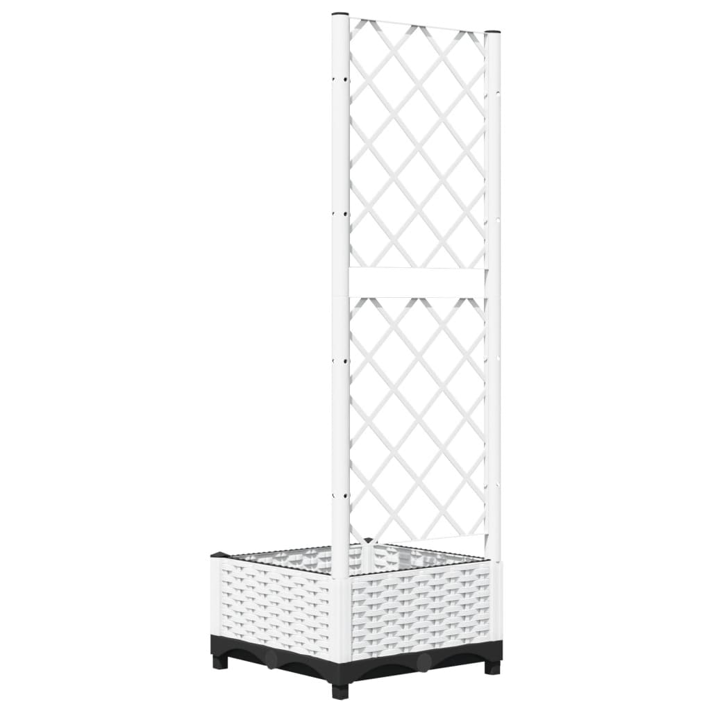 Vrtna sadilica s rešetkom bijela 40 x 40 x 121,5 cm PP