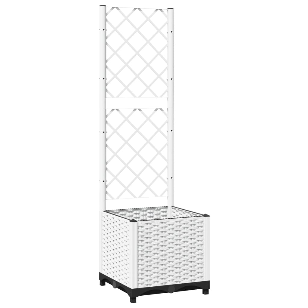 Vrtna sadilica s rešetkom bijela 40 x 40 x 136 cm PP