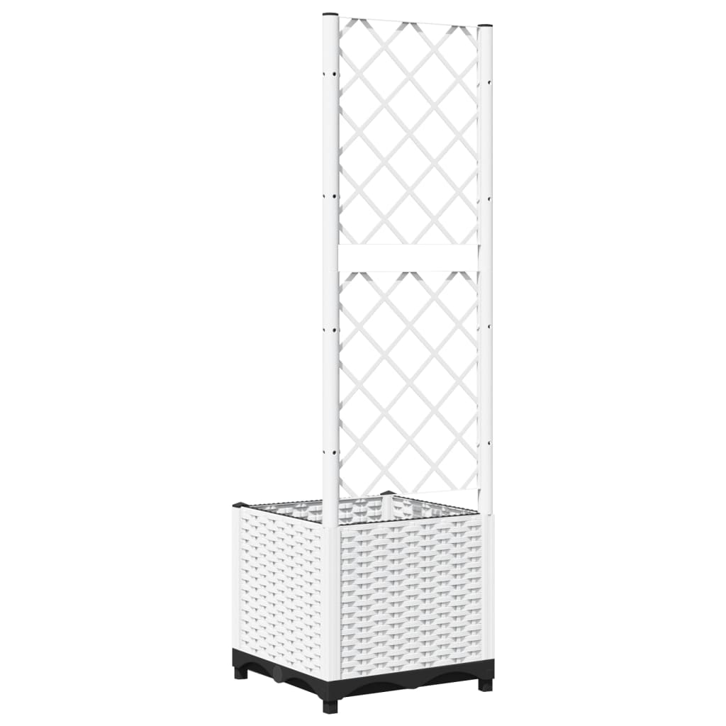 Vrtna sadilica s rešetkom bijela 40 x 40 x 136 cm PP