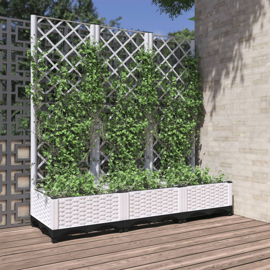 Vrtna žardinjera s rešetkom bijela 120x40x121,5 cm PP