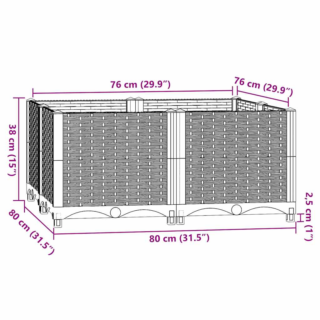 Povišena gredica 80x80x38 cm od polipropilena