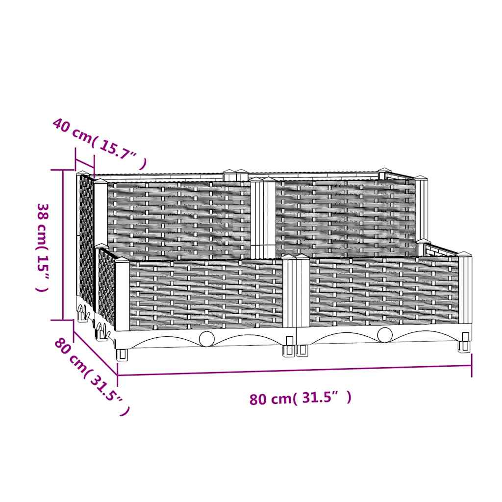 Povišena gredica 80x80x38 cm od polipropilena