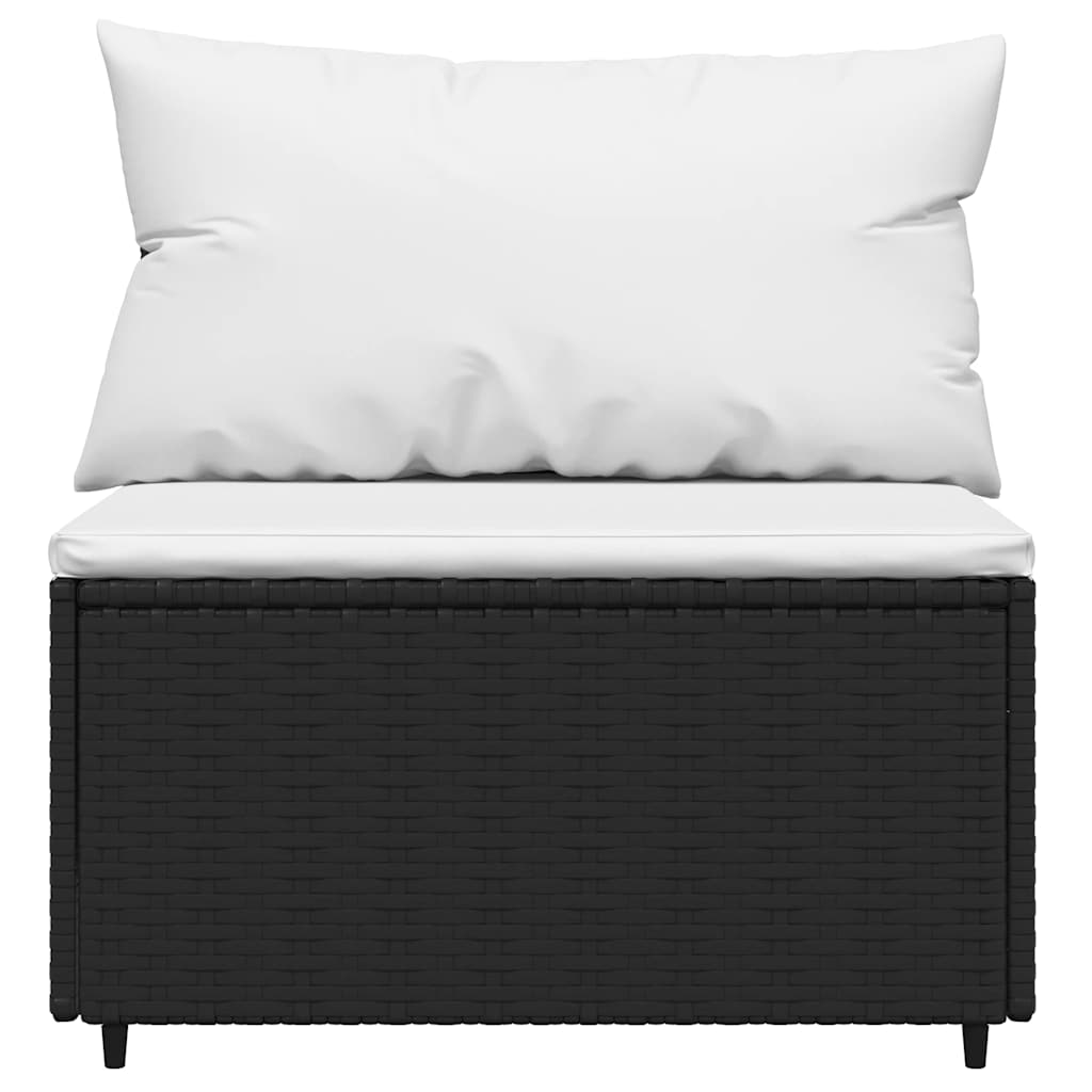 4-dijelna vrtna garnitura od poliratana s jastucima crna